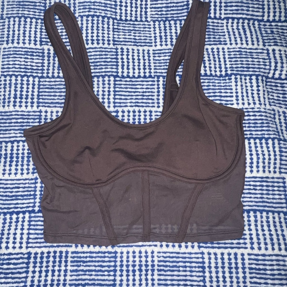 ALO Yoga Airbrush Mesh Corset Tank in Raisin